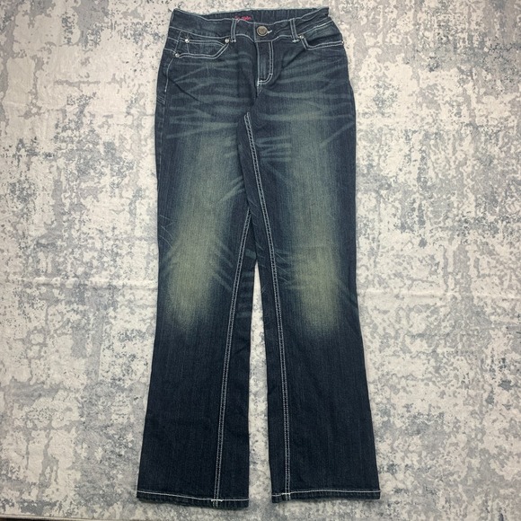 Wrangler Jeans Womens 9x34 Blue Premium Patch Mae Jeweled Denim Actual 28x33 - Picture 1 of 13